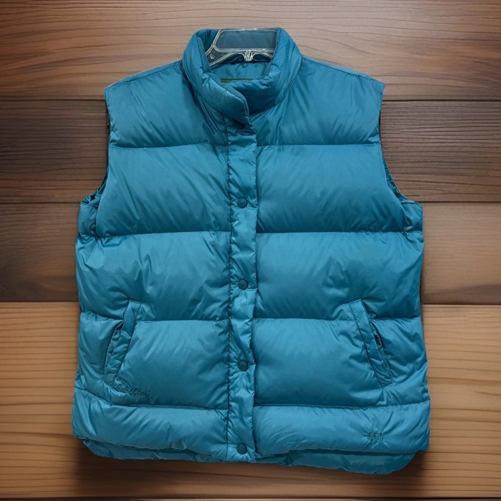Cabela's Goose Down Puffer Vest Women's L Premier Northern Blue Hiking Gorpcore
